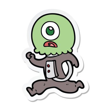 bir çizgi film Tepegöz uzaylı uzaylı çalıştıran etiket