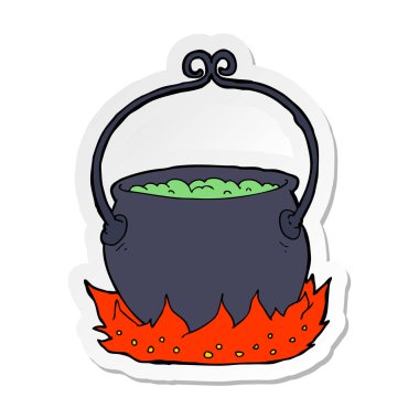 bir çizgi film witchs kazan etiket