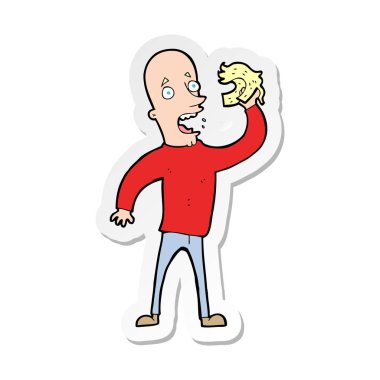 etiket bir karikatür kel adamın peruğu ile