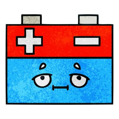 Retro grunge doku karikatür bir akü