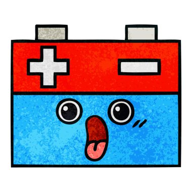 Retro grunge doku karikatür bir akü