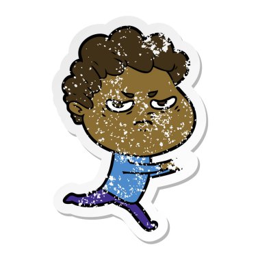 bir çizgi film kızgın adam sıkıntılı etiket