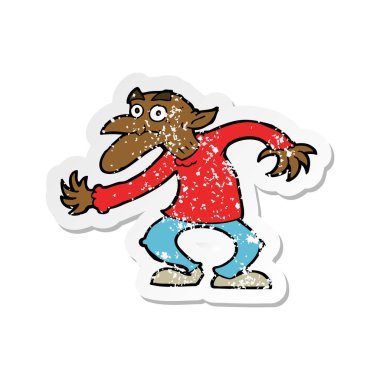 bir çizgi film cin Retro sıkıntılı etiket