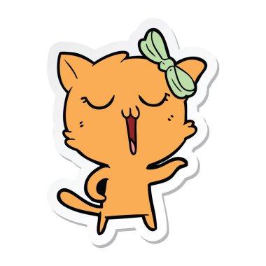 etiket bir karikatür kedi