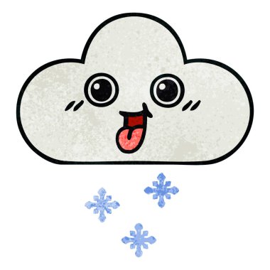 Retro grunge doku karikatür bir kar bulut