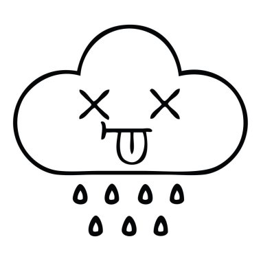 bir fırtına yağmur bulutu çizim karikatür