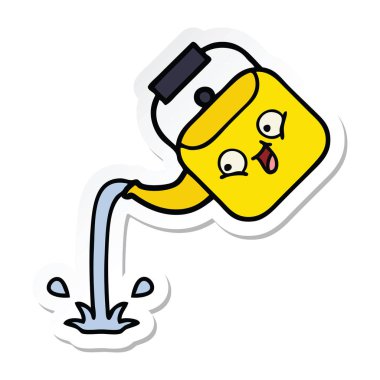 su ısıtıcısı dökülen bir sevimli çizgi etiket