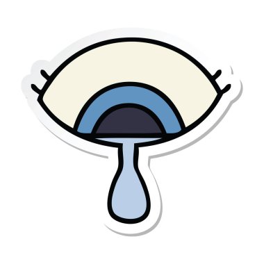 göz ağlıyor bir sevimli çizgi etiket