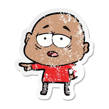 sıkıntılı etiket bir karikatür kel adam yorgun