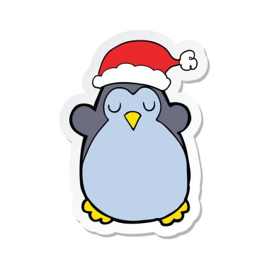 etiket şirin bir Noel penguen