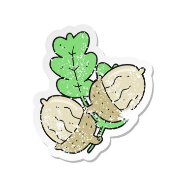 bir çizgi film meşe palamutları Retro sıkıntılı etiket