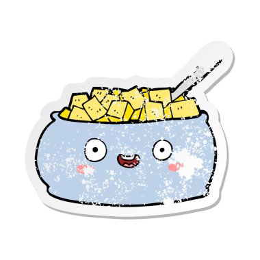 sevimli çizgi kase şeker sıkıntılı etiket