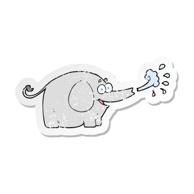 Retro sıkıntılı etiket su oyuncak bir çizgi fil