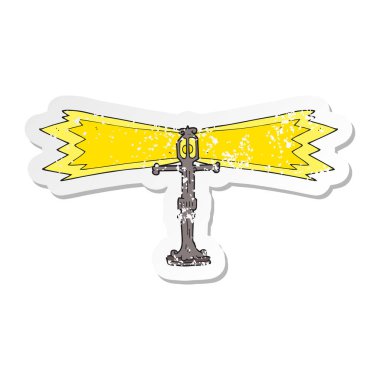 Retro etiket sokak lambası parlayan bir karikatür sıkıntılı