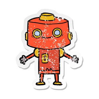 bir çizgi film robot sıkıntılı etiket