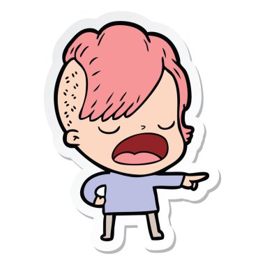 etiket konuşuyor karikatür serin hippi kız