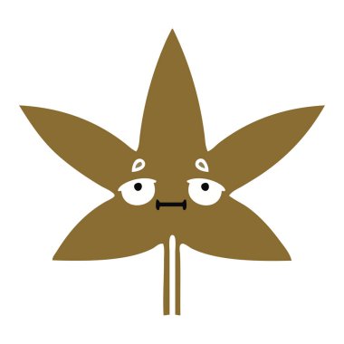 düz renk sonbahar yaprak retro çizgi film