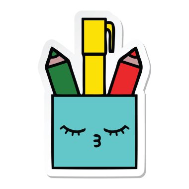 etiket bir sevimli çizgi kalem tencere