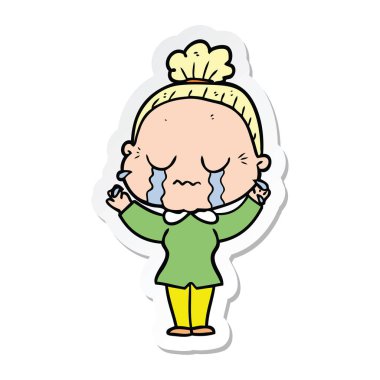 çizgi film ağlayan yaşlı kadın etiketi