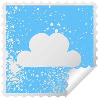 sıkıntılı kare bir kar bulut etiket sembolü peeling