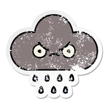 sevimli çizgi fırtına yağmur bulutu sıkıntılı etiket