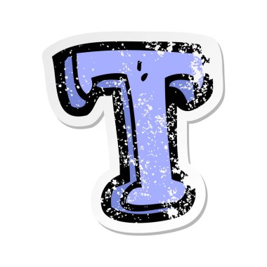 bir çizgi film mektup T Retro sıkıntılı etiket