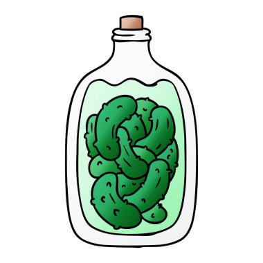 Degrade çizgi film doodle kavanoz salatalık turşusu