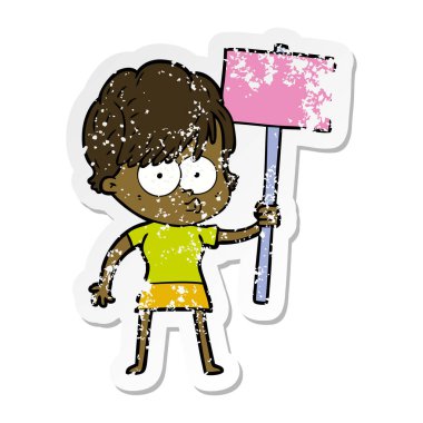 bir çizgi film kadının sıkıntılı etiket