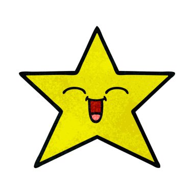 Retro grunge doku karikatür altın bir yıldız