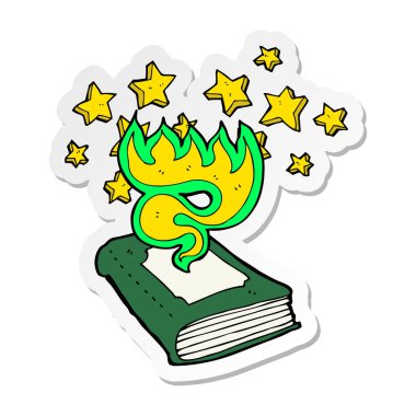 bir çizgi film sihirli büyü kitabı çıkartması