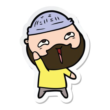 etiket karikatür mutlu bir sakallı adamın