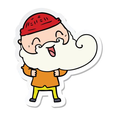 Bu mutlu bir adamın sakalı ve kış şapka ile etiket