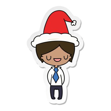 Noel etiket karikatür kawaii çocuğun el çekilmiş