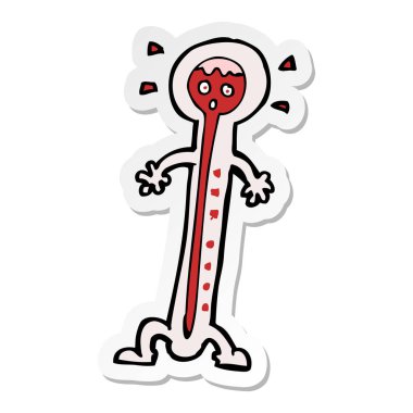 bir çizgi film sıcak termometre etiket