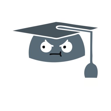 düz renk retro karikatür mezuniyet şapka