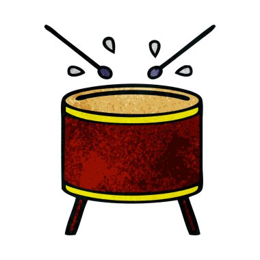 Retro grunge doku karikatür bir davul