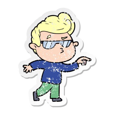 bir çizgi film serin adam sıkıntılı etiket