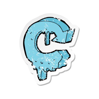 Retro etiket ok sembolü erime bir karikatür sıkıntılı