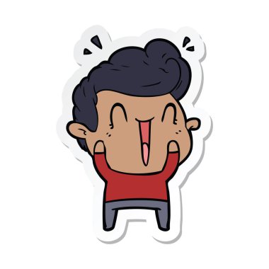 etiket karikatür mutlu bir adamın