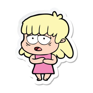 etiket bir karikatür yorgun kadın