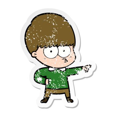 işaret eden bir gergin çizgi film çocuk sıkıntılı etiket