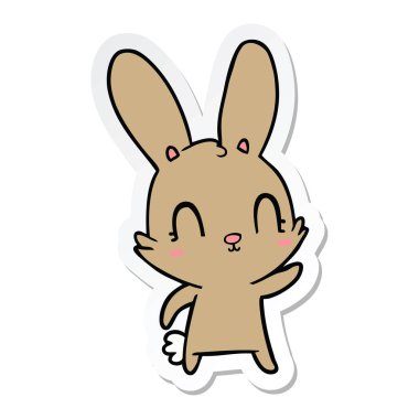 sevimli çizgi tavşan çıkartması