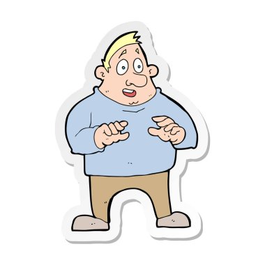 etiket bir karikatür kilolu adam heyecanlı
