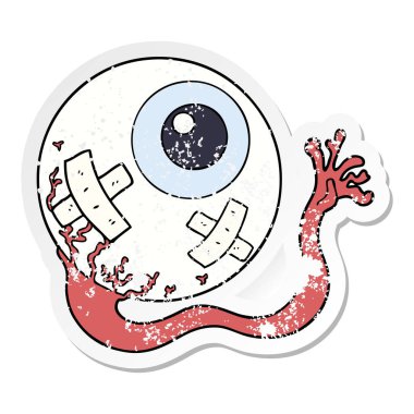 bir karikatür sıkıntılı etiket göz küresi yaralı