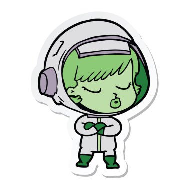 bir çizgi film güzel astronot kız etiketi