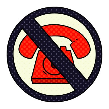 çizgi roman tarzı karikatür bir telefon yok, işareti izin