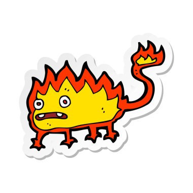 etiket bir karikatür küçük şeytan ateş