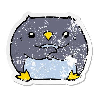 bir karikatür penguen sıkıntılı etiket
