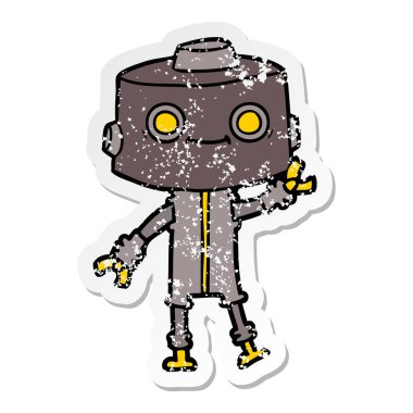 bir çizgi film robot sıkıntılı etiket
