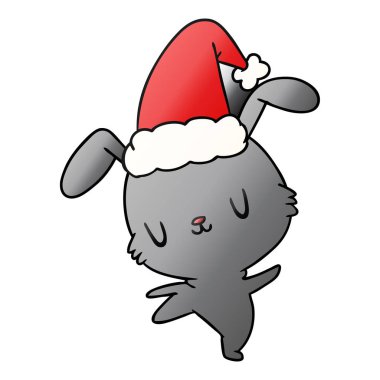 Noel degrade çizgi film kawaii tavşan el çekilmiş